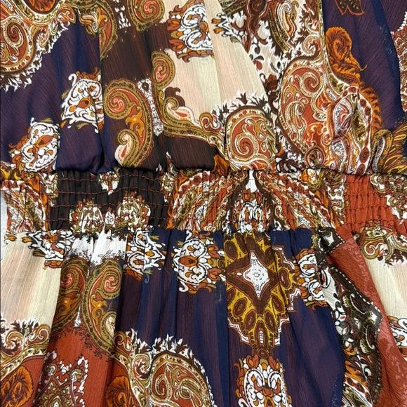 Sweet Storm Asymmetrical High-Low Halter Dress in Brown and Orange - Picture 6 of 8